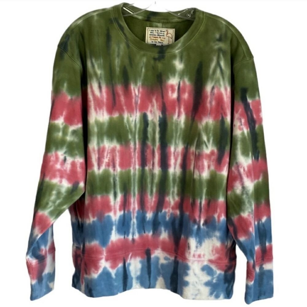 Sandrine Rose x Free People Tie Dye Sweatshirt in Green/Pink